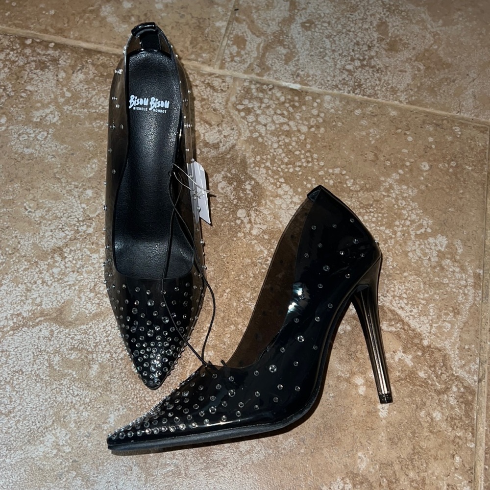 Black bedazzled heels